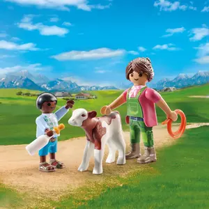Duo farm building set with calf Playmobil image-5