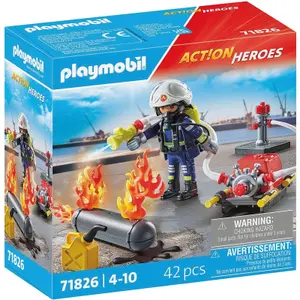 Feuerwehr-Simulationsspiel mit Wasserpumpe und Tank Playmobil image-0