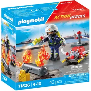 Feuerwehr-Simulationsspiel mit Wasserpumpe und Tank Playmobil image-1