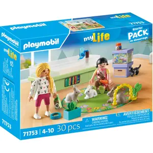 Jeux de simulation animalerie avec enclos a lapin Playmobil image-0