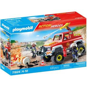 Jogo de carro de bombeiros + bidão em chamas Playmobil image-6