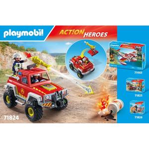 Jogo de carro de bombeiros + bidão em chamas Playmobil image-3
