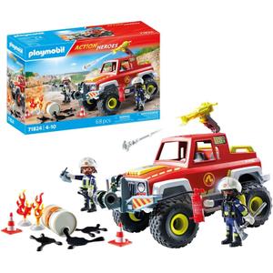 Jogo de carro de bombeiros + bidão em chamas Playmobil image-4