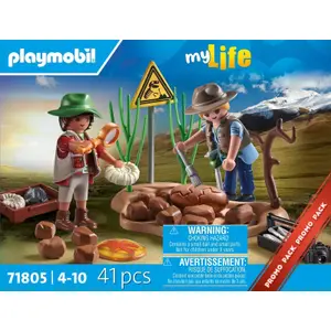 Conjunto de construção de pesquisadores + fósseis de dinossauros Playmobil