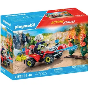 Brandweer quad simulatiespel en in brand staande struik Playmobil image-0