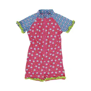 1-piece swimsuit with uv protection for baby girls Playshoes Flowers image-0
