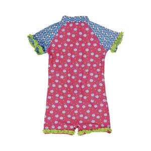1-piece swimsuit with uv protection for baby girls Playshoes Flowers image-1