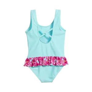 Girl's 1-piece swimsuit with uv protection Playshoes Flamingo image-1