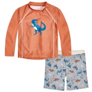 UV protection swim t-shirt and kids swim shorts set Playshoes Arm Dino image-0