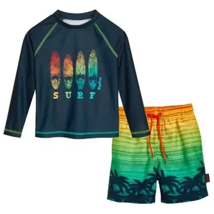 Baby boy UV protection t-shirt and swim shorts set Playshoes Surf image-0