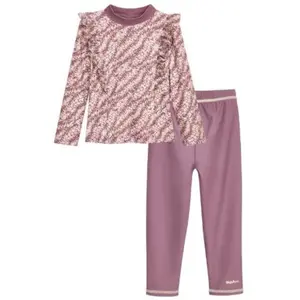 Baby girl's UV protection swimsuit t-shirt and swimming leggings set. Playshoes Flowers image-0