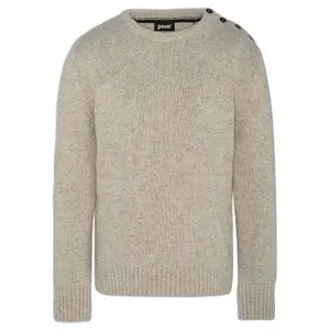 Pullover col rond boutonnière épaule - badge Schott image-0