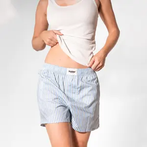 Striped Boyfriend Boxer Shorts for Women Pockies image-1