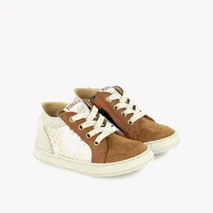 Lace-up baby trainers Pom d'Api Mousse Top image-1