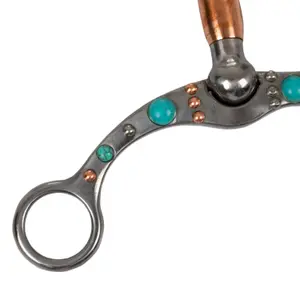 Western snaffle bit for horse made of iron with copper rollers and beads. Pool's image-4