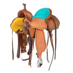 Western Saddle for Horse with Wickerwork Decoration Pool's Barrel