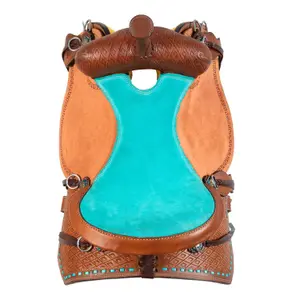 Western Saddle for Horse with Wickerwork Decoration Pool's Barrel image-2