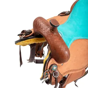 Western Saddle for Horse with Wickerwork Decoration Pool's Barrel image-4