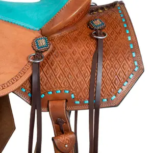 Western Saddle for Horse with Wickerwork Decoration Pool's Barrel image-5
