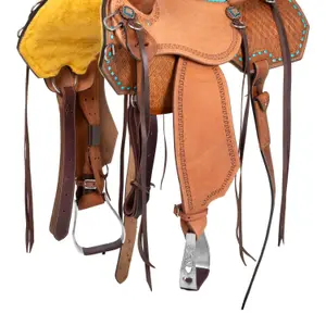 Western Saddle for Horse with Wickerwork Decoration Pool's Barrel image-6