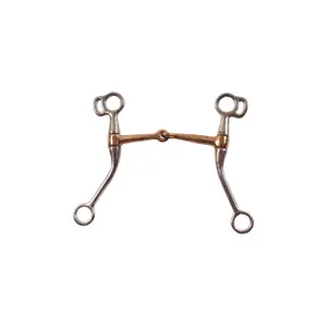 Wędzidło westernowe mors z miedzianym cylinderkiem i długimi klamrami dla koni Pool's image-0