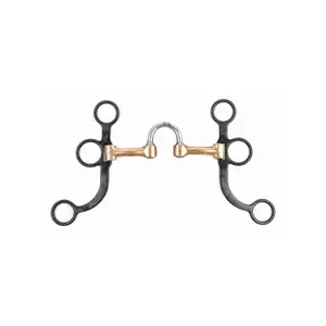 Western snaffle bit for horse in stainless steel with short curved copper arms Pool's image-0