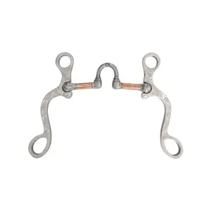 Western snaffle bit for horses made of aluminium with copper rollers and decorative cheekpieces Pool's SS image-0
