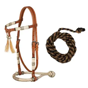 Bosal riding bridle with horsehair reins Pool's image-0