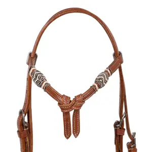 Leather horse riding bridles with cotton mecate reins Pool's image-4