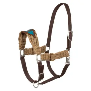 Leather horse halter with rope decoration Pool's image-0