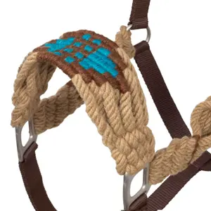 Leather horse halter with rope decoration Pool's image-2