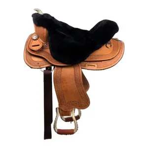 Sheepskin western saddle cover for horse Pool's image-1
