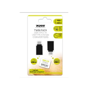 Lot de 2 adaptateurs convertisseurs USB-C mâle vers USB-A femelle Port Designs image-2