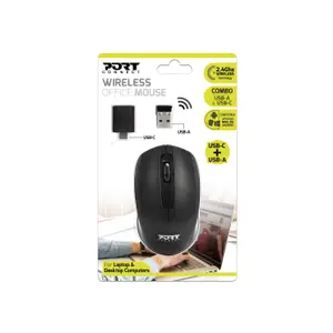 Souris sans fil 2,4 GHz USB-A & USB-C ambidextre optique 1000 DPI Port Designs image-2