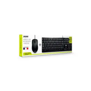 Clavier et souris filaire USB-A ambidextre optique 1000 DPI azerty EU Port Designs image-0