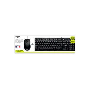 Clavier et souris filaire USB-A ambidextre optique 1000 DPI azerty EU Port Designs image-1