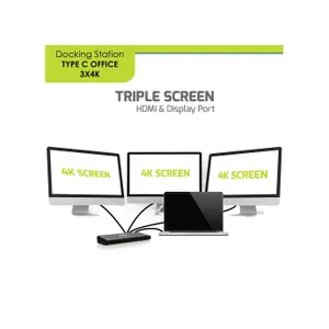 Station d'accueil triple écrans 3X 4K USB-C 85W pour 11 périphériques Port Designs