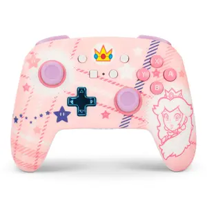 Manette de jeu sans fil améliorée switch PowerA Princess Peach Plaid