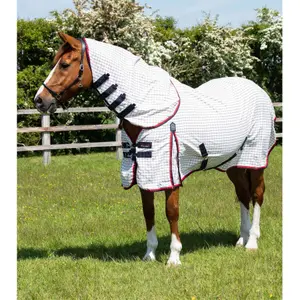 Stable blanket for horse in cotton with neck cover Premier Equine image-0