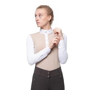 40166bge-women-s-competition-polo-shirt-premier-equine-rossini-beige-white