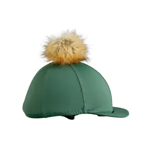 Reithelmhaube aus Jersey mit Bommel aus Kunstpelz Premier Equine image-2