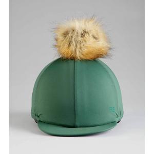 6130grn-riding-helmet-cap-in-jersey-with-faux-fur-pompom-premier-equine-green-one-size