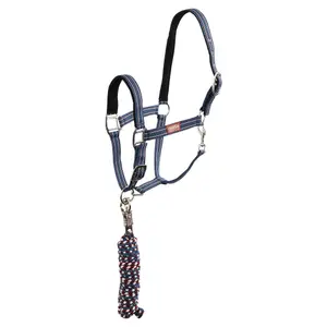 Conjunto de cabeçada e linha com mosquetão anti-pânico para cavalo Premiere image-0