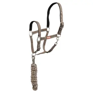 Conjunto de cabeçada e linha com mosquetão anti-pânico para cavalo Premiere image-0