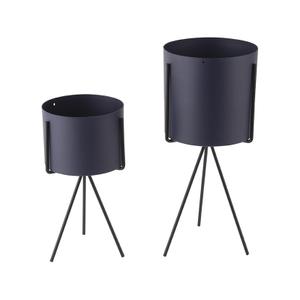 pt3426db-set-of-iron-flower-pots-present-time-pedestal-blue-12-5x29-5x12-5-cm