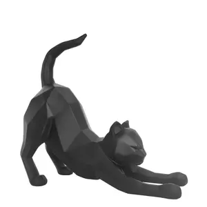 Polyresin figurine Present Time Origami Cat Stretching image-0