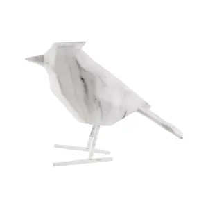 Marble-printed polyresin figurine Present Time Bird Large image-1