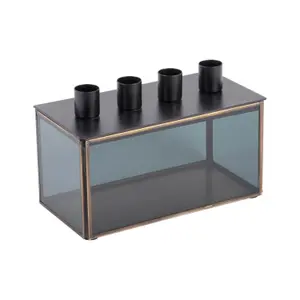 Rectangular glass box candleholder Present Time image-0
