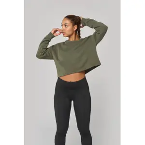 Damen Cropped Rundhals-Sweatshirt Proact image-3