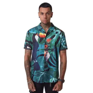 Chemise manches courtes motif tropical Project X Paris image-2